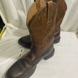 Ariat Western Cowboy Boots Mens 8.5 EE Extra Wide Brown Leather Work Boots
